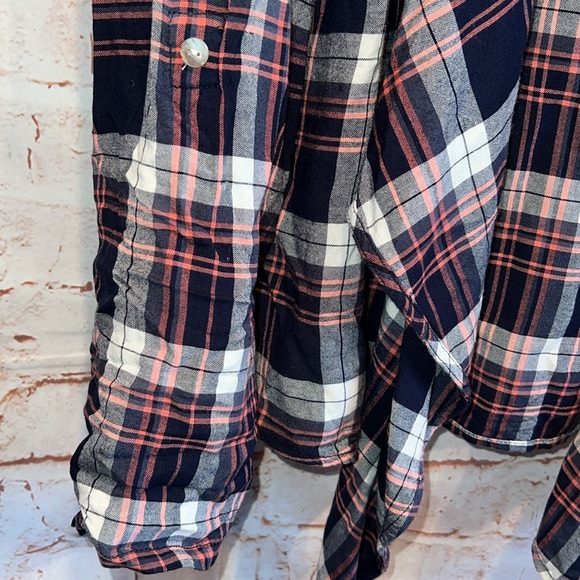 Roxy Sweater Womens Medium Red Black Plaid Draped Open Front Cardigan Hooded - Picture 5 of 9